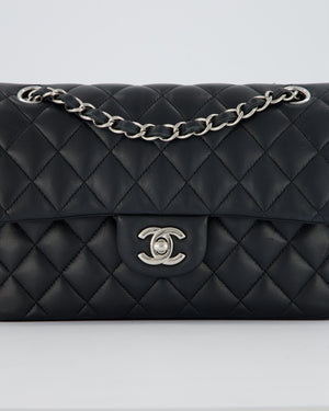 Chanel Black Small Classic Double Flap Bag in Lambskin Leather with Silver Hardware