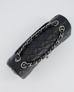 Chanel Black Small Classic Double Flap Bag in Lambskin Leather with Silver Hardware