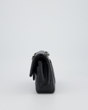 Chanel Black Small Classic Double Flap Bag in Lambskin Leather with Silver Hardware