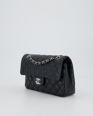 Chanel Black Small Classic Double Flap Bag in Lambskin Leather with Silver Hardware