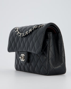 Chanel Black Small Classic Double Flap Bag in Lambskin Leather with Silver Hardware