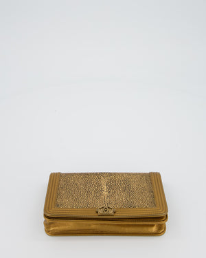 Chanel Gold Wallet on Chain Bag in Stingray and Lambskin Leather with Ruthenium Hardware