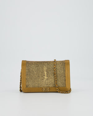 Chanel Gold Wallet on Chain Bag in Stingray and Lambskin Leather with Ruthenium Hardware