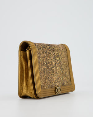 Chanel Gold Wallet on Chain Bag in Stingray and Lambskin Leather with Ruthenium Hardware