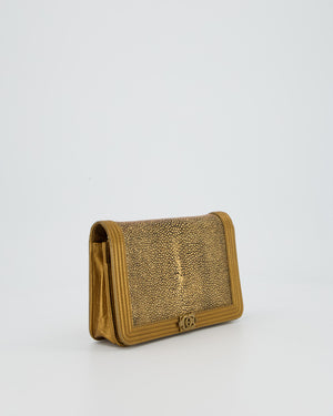 Chanel Gold Wallet on Chain Bag in Stingray and Lambskin Leather with Ruthenium Hardware