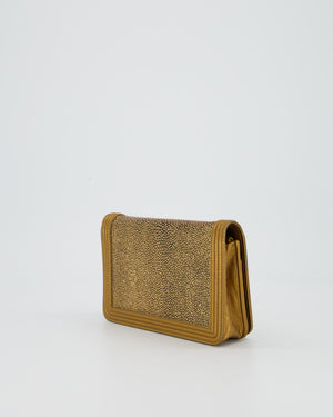 Chanel Gold Wallet on Chain Bag in Stingray and Lambskin Leather with Ruthenium Hardware