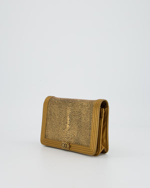 Chanel Gold Wallet on Chain Bag in Stingray and Lambskin Leather with Ruthenium Hardware
