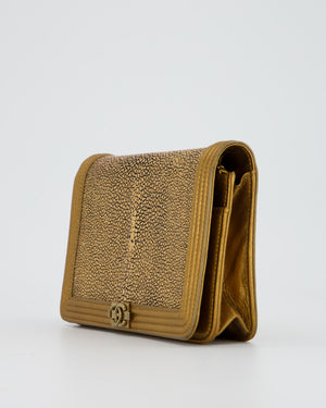 Chanel Gold Wallet on Chain Bag in Stingray and Lambskin Leather with Ruthenium Hardware