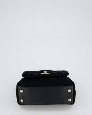 Chanel Mini Coco Top Handle In Black Velvet with Crystal-Encrusted Hardware