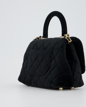 Chanel Mini Coco Top Handle In Black Velvet with Crystal-Encrusted Hardware