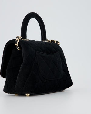 Chanel Mini Coco Top Handle In Black Velvet with Crystal-Encrusted Hardware