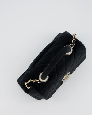 Chanel Mini Coco Top Handle In Black Velvet with Crystal-Encrusted Hardware
