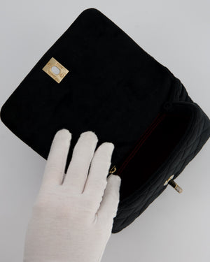 Chanel Mini Coco Top Handle In Black Velvet with Crystal-Encrusted Hardware