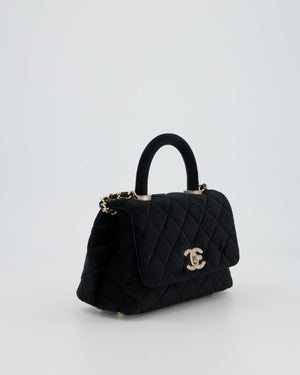 Chanel Mini Coco Top Handle In Black Velvet with Crystal-Encrusted Hardware