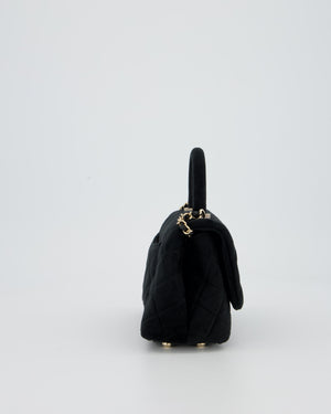 Chanel Mini Coco Top Handle In Black Velvet with Crystal-Encrusted Hardware