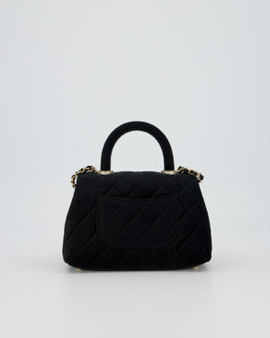 Chanel Mini Coco Top Handle In Black Velvet with Crystal-Encrusted Hardware