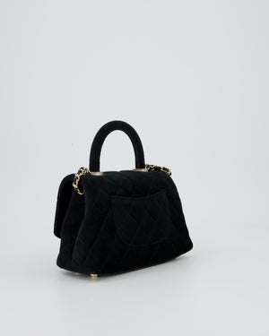 Chanel Mini Coco Top Handle In Black Velvet with Crystal-Encrusted Hardware