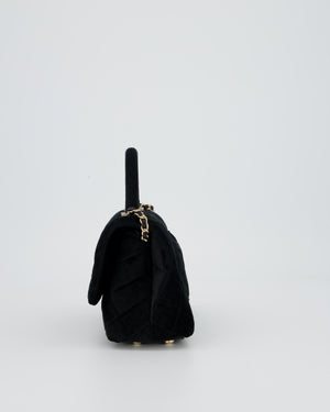 Chanel Mini Coco Top Handle In Black Velvet with Crystal-Encrusted Hardware