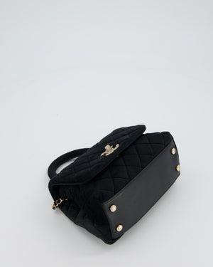 Chanel Mini Coco Top Handle In Black Velvet with Crystal-Encrusted Hardware