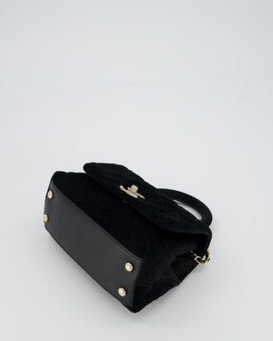 Chanel Mini Coco Top Handle In Black Velvet with Crystal-Encrusted Hardware