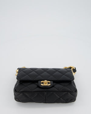 Chanel Small Funky Town Flap Bag in Black Lambskin with Gold Hardware and Chunky Chain