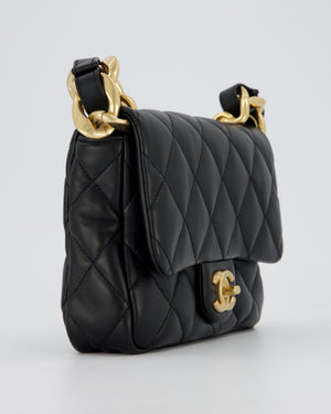 Chanel Small Funky Town Flap Bag in Black Lambskin with Gold Hardware and Chunky Chain