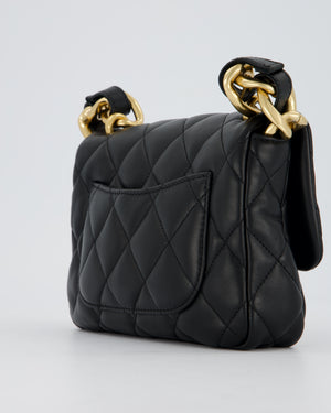 Chanel Small Funky Town Flap Bag in Black Lambskin with Gold Hardware and Chunky Chain