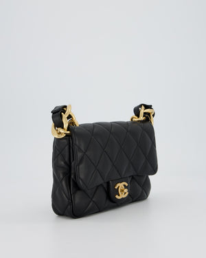 Chanel Small Funky Town Flap Bag in Black Lambskin with Gold Hardware and Chunky Chain