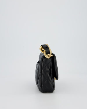 Chanel Small Funky Town Flap Bag in Black Lambskin with Gold Hardware and Chunky Chain