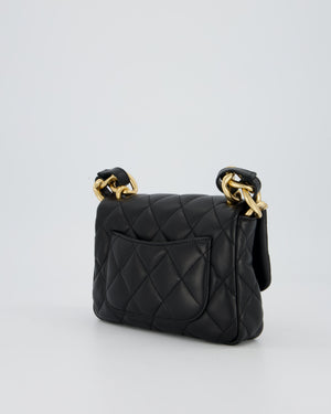 Chanel Small Funky Town Flap Bag in Black Lambskin with Gold Hardware and Chunky Chain