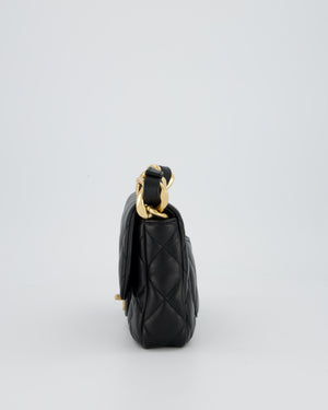Chanel Small Funky Town Flap Bag in Black Lambskin with Gold Hardware and Chunky Chain