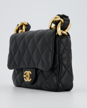 Chanel Small Funky Town Flap Bag in Black Lambskin with Gold Hardware and Chunky Chain