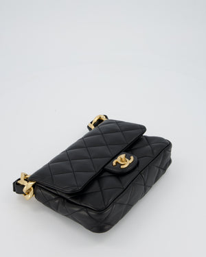 Chanel Small Funky Town Flap Bag in Black Lambskin with Gold Hardware and Chunky Chain