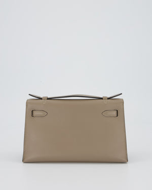 Hermès Kelly Pochette Bag in Gris Tourterelle Swift Leather with Gold Hardware