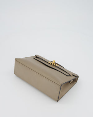 Hermès Kelly Pochette Bag in Gris Tourterelle Swift Leather with Gold Hardware