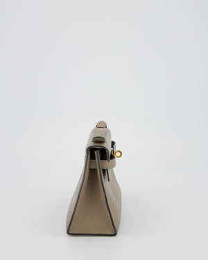 Hermès Kelly Pochette Bag in Gris Tourterelle Swift Leather with Gold Hardware