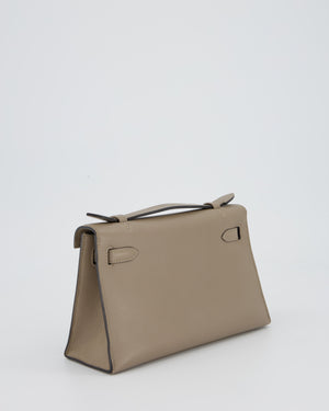 Hermès Kelly Pochette Bag in Gris Tourterelle Swift Leather with Gold Hardware