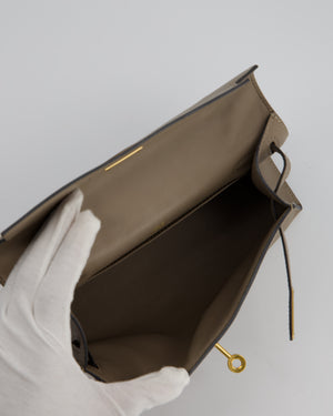 Hermès Kelly Pochette Bag in Gris Tourterelle Swift Leather with Gold Hardware