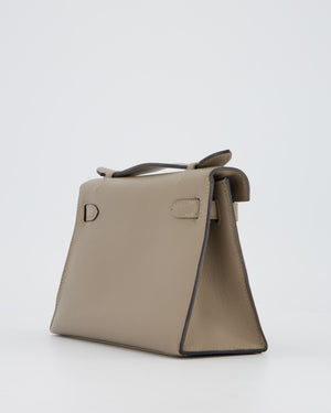 Hermès Kelly Pochette Bag in Gris Tourterelle Swift Leather with Gold Hardware