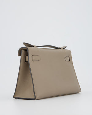Hermès Kelly Pochette Bag in Gris Tourterelle Swift Leather with Gold Hardware