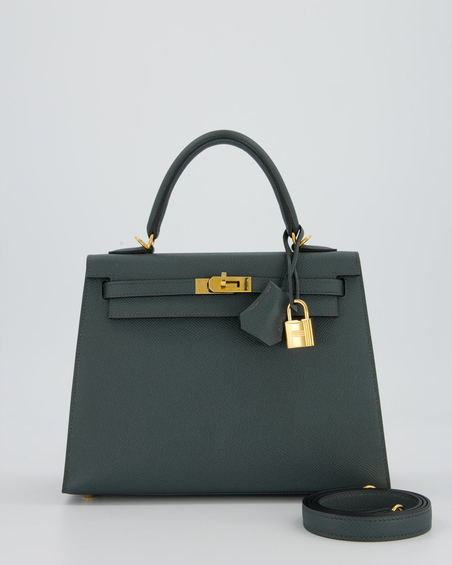 Hermès Kelly 25 Sellier in Vert Amande Epsom Leather with Gold Hardware