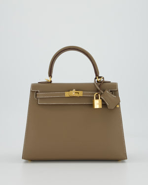 *HOLY GRAIL* Hermès Kelly 25 Sellier Bag in Etoupe Epsom Leather and Gold Hardware