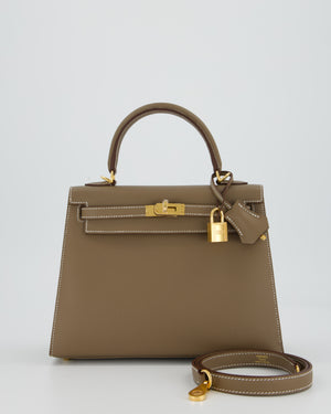 *HOLY GRAIL* Hermès Kelly 25 Sellier Bag in Etoupe Epsom Leather and Gold Hardware