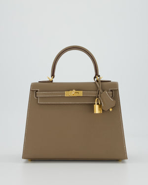 *HOLY GRAIL* Hermès Kelly 25 Sellier Bag in Etoupe Epsom Leather and Gold Hardware