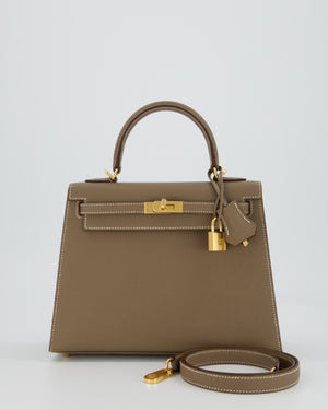 *HOLY GRAIL* Hermès Kelly 25 Sellier Bag in Etoupe Epsom Leather and Gold Hardware