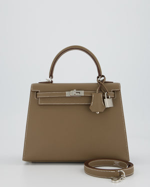 Hermès Kelly 25 Sellier Bag in Etoupe Epsom Leather with Palladium Hardware