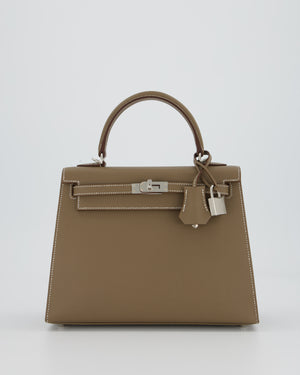 Hermès Kelly 25 Sellier Bag in Etoupe Epsom Leather with Palladium Hardware