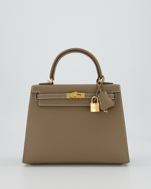 Hermès Kelly 25 Sellier Bag in Etoupe Epsom Leather and Gold Hardware