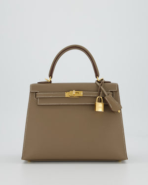 TO RETURN Hermès Kelly 25 Sellier in Etoupe Epsom Leather with Gold Hardware