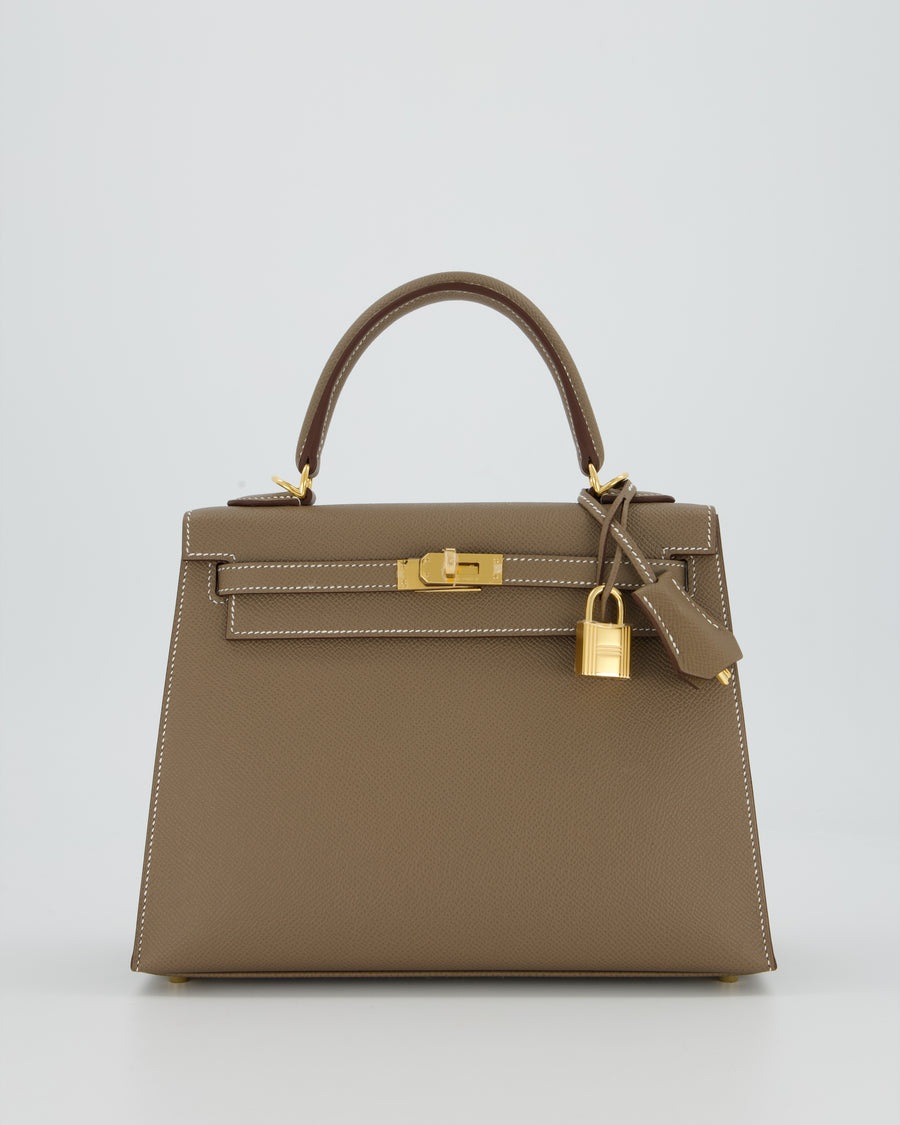 TO RETURN Hermès Kelly 25 Sellier in Etoupe Epsom Leather with Gold Hardware